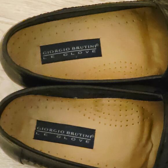 🔴SOLD🔴Giorgio Brutini Le Glove Black Woven Leather Dress Shoes Loafer - Picture 5 of 9